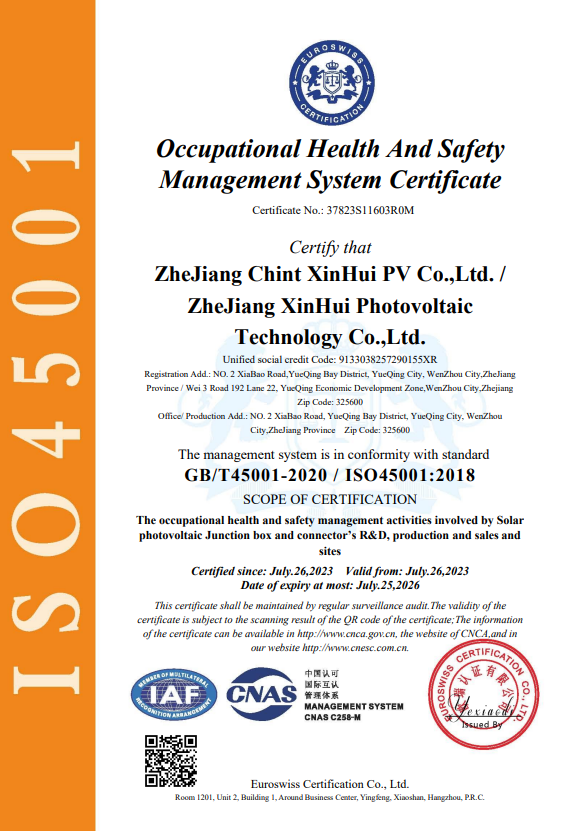 Occupation Health And Safety Management System Certificate