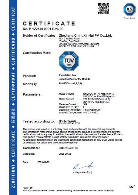 HBE4x TUV Certificate